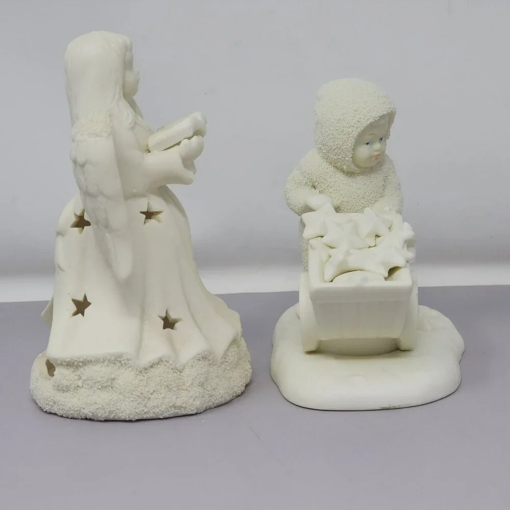 Angel & Child Figurine Jade Angel Candle Holder Dept‎ 56 Child With Wheelbarrow